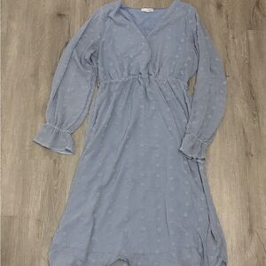 Elegant Blue Long Sleeve Dress